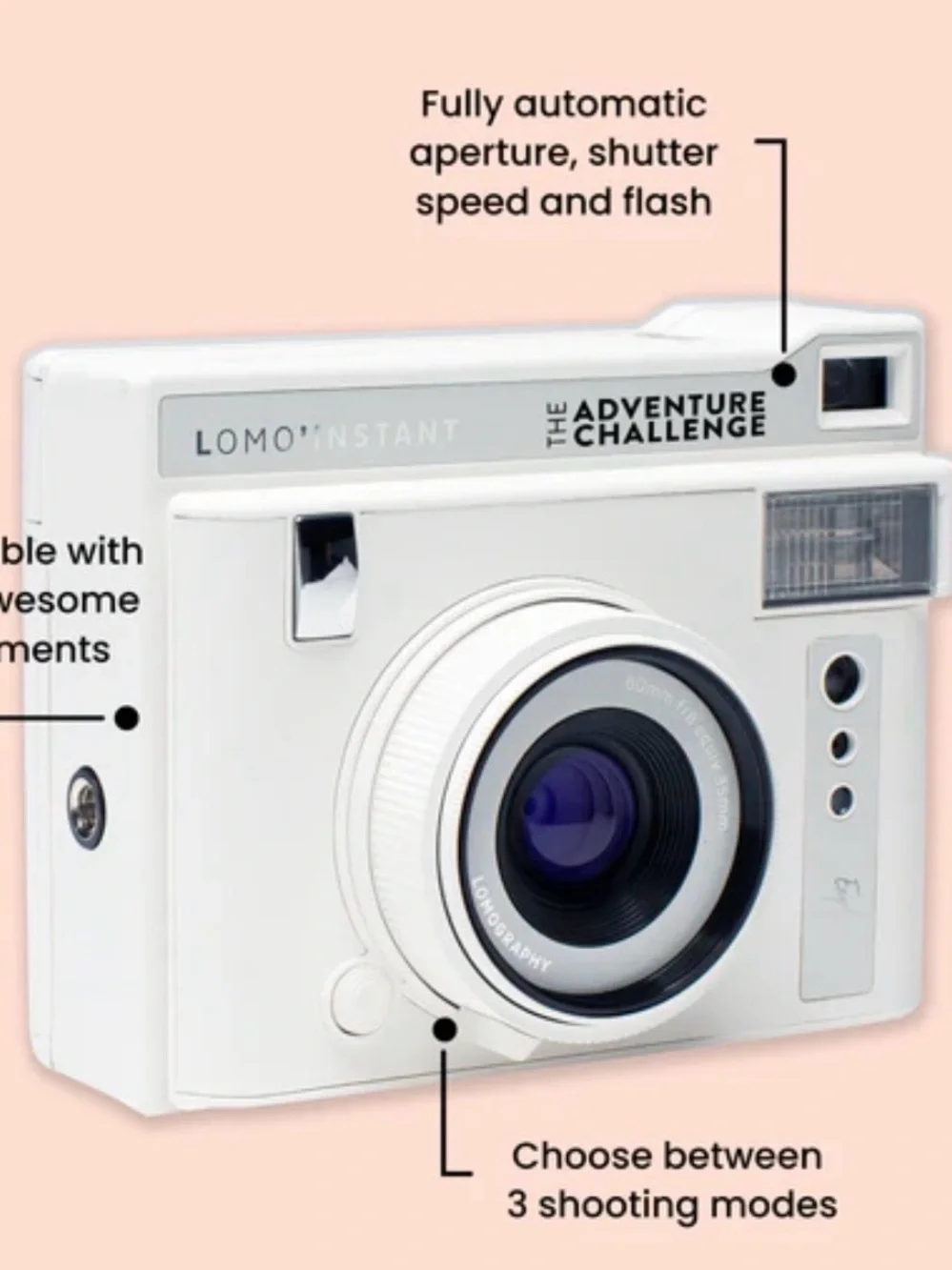 White Lomo'Instant Adventure Camera with Accessories